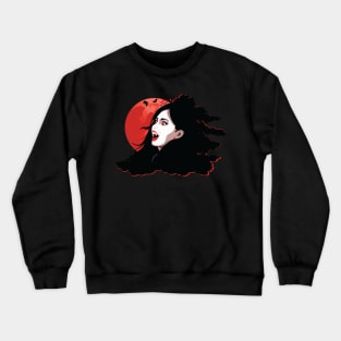 Vampire woman with red eyes and moon Crewneck Sweatshirt